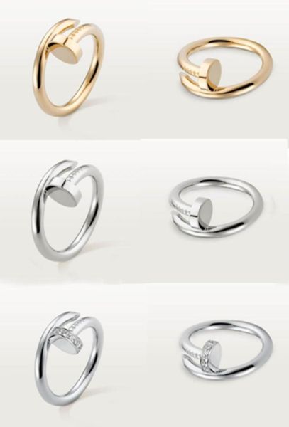 

nail ring designer ring for womenmen gold rings wedding band titanium steel goldplated never fade not allergic6272119, Silver