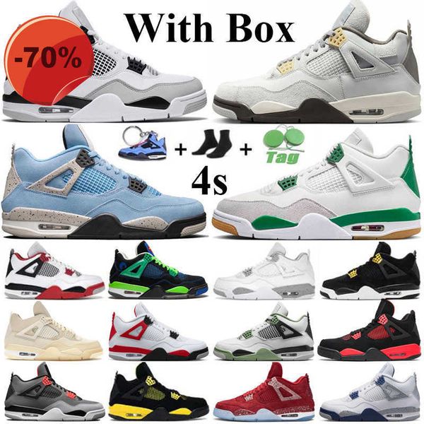 

box with jumpman 4 mens basketball shoes 4s pine green pn dust military black university blue seafoam red cement sail cat oreo men women sne