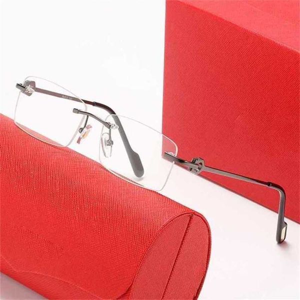 

luxury designer new sunglasses frameless square piece metal leg fashion optical frame flat mirrorkajia, White;black