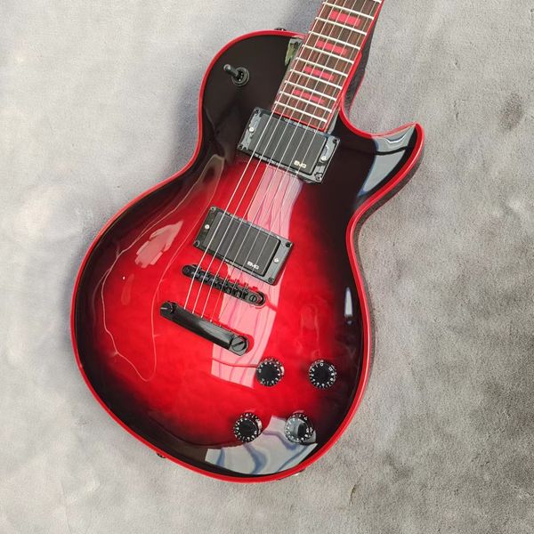 

custom electric guitar peach blossom wood body and neck red logo red body wrapped red large flower veneer red inlaid with inventory quick ma