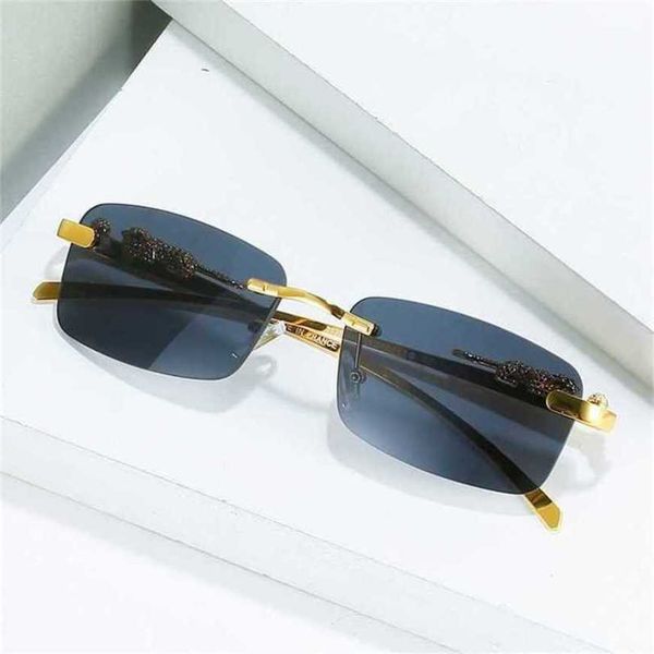 

luxury designer sunglasses 20% off card metal leopard head frameless fashion optical glasses sunglasseskajia, White;black