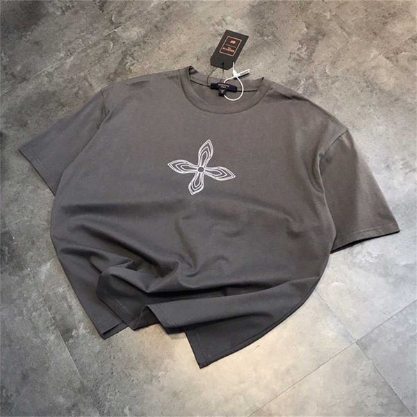 

80% off factory outlet online summer cross blossom loose t-shirt embossed print short sleeve couple correct version fashion label, White;black