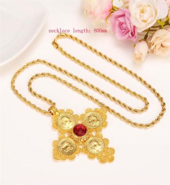 

big coin cross pendants long 800mm necklaces yellow solid 18k g f fine gold jewelry africa habesha ethiopian eritrea26962941235, Silver