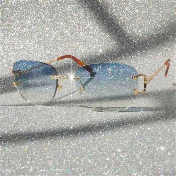 

10% off luxury designer new men's and women's sunglasses 20% off stones fashion men rimless rave festival shades lunette soleil, White;black