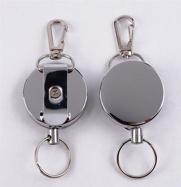 

keychains 1 pcs retractable resilience steel wire rope elastic keychain recoil sporty alarm key ring anti lost ski pass id card2612094, Silver