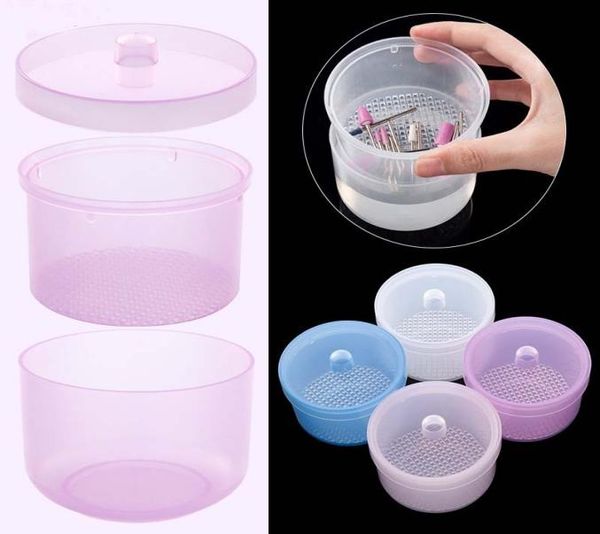 

4 color nail drill bits nail polish head cleaning disinfection storage box nail art manicure tool round clean sterilizer case 01811596471