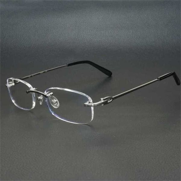 

men's luxury designer women's sunglasses metal square clear frames men women rimless glasses optical frame spectacles eyeglasses c, White;black
