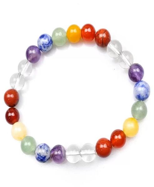 

colorful natural crystal stone beaded strands elastic charm bracelets for men women handmade party club yoga jewelry3372329, Golden;silver