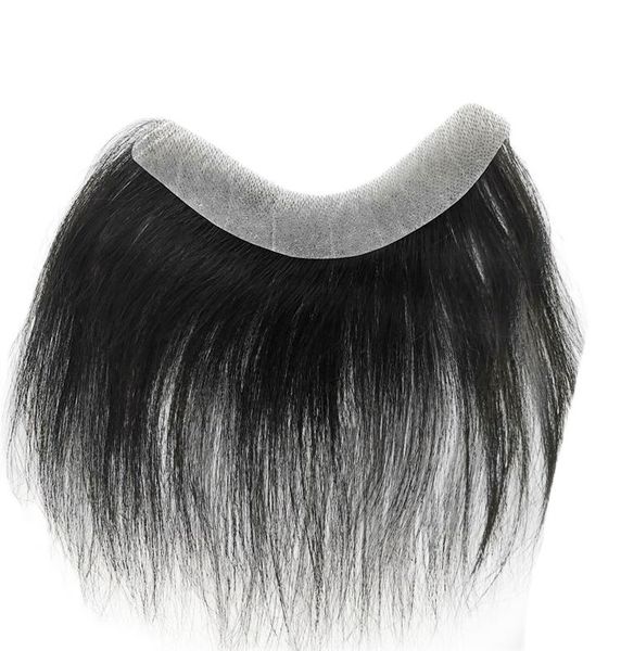 

100% human hair hairline toupee pu forehead extension hairpiece tape on for hair loss high forehead, can also be altered to be beard, sidebu, Black;brown