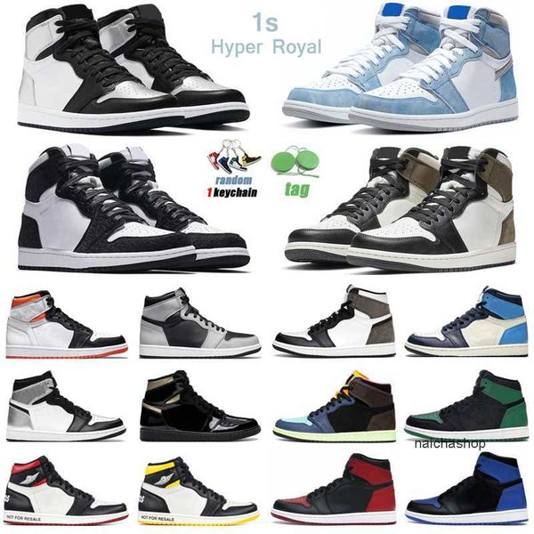 

classic 1s hyper royal high og basketball shoes men women 1 seafoam pollen military blue electro orange dark mocha mens trainers sport sneak, Black