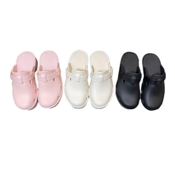 

summer women's baotou slippers catwalk style designer shoes fashion platform shoes outdoor breathable casual shoes comfortable flat sho, Black