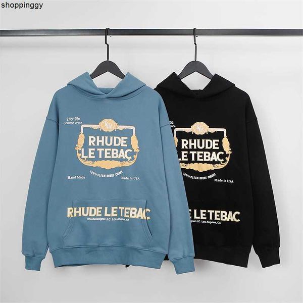 

hoodies sweatshirts rhude vintage letters print plush loose high street for and, Black