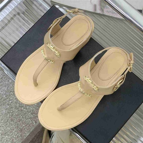 

fashion women's sandals 2023 channel luxury brand summer popular leather high heel sandals leisure holiday flats 08-03, Black