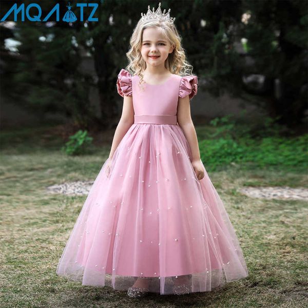 

girl's dresses mqatz 4 14 years children princess bow birthday party prom wedding bridesmaid vestidos summer dress long gown baby girls, Red;yellow