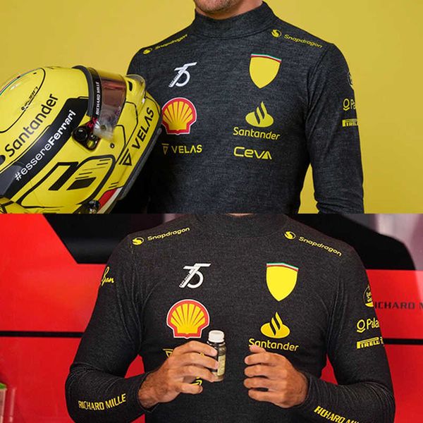 

diy t-shirt 2023 new f1 racing red team 75th anniversary limited edition fans same long-sleeved t-shirt y2303, Black