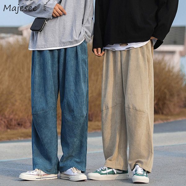 

men's pants corduroy casual pants men wide-leg mopping trousers loose all-match soft oversize pant japanese style bottoms male chic 230, Black