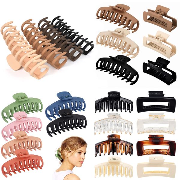 

fashion designer large hair clip set back head clip shark clip shower non-slip headdress, Black;brown