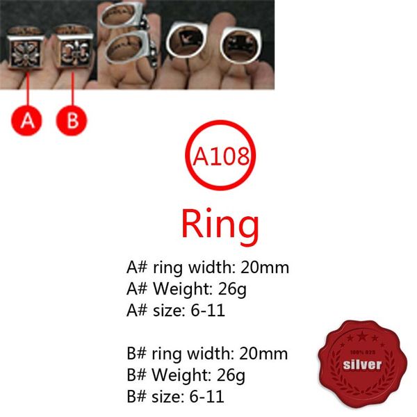 

a108 s925 sterling silver ring personalized punk street dance style cross flower boat anchor letter shaped jewelry gift for lovers