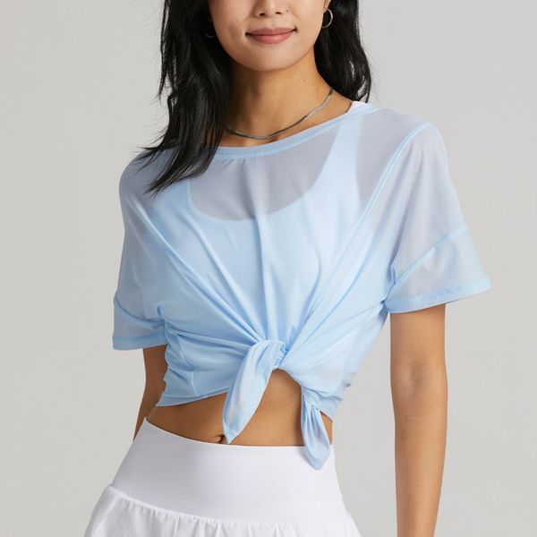 

ll women yoga short sleeve smock women mesh sports loose casual running fitness thin and light t-shirt summer 4 colors ll988