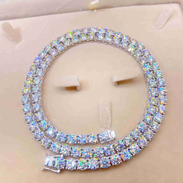 

5mm width silver 925 chain real gold plated hip hop jewelry vvs moissanite diamond tennis chain