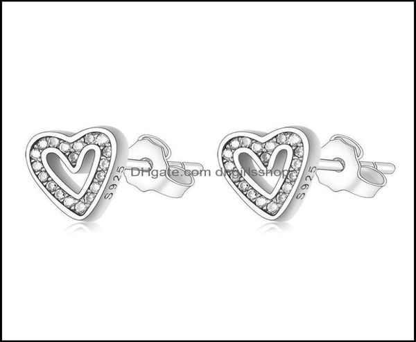 

stud earrings jewelry 925 sterling sier studs minimal ethnic handmade heart mix zirconia brinco boucle doreille pendientes dhafj4250315, Golden;silver