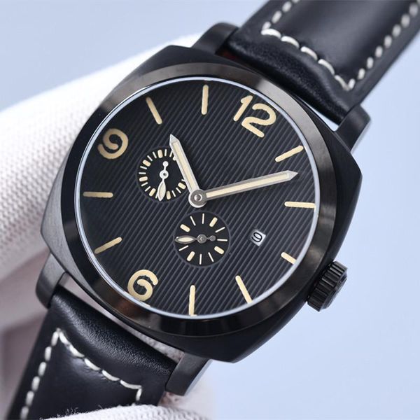

0 0 pam 0628 mens automatic mechanical watches 44mm dial black color 316l fine steel case luminous 100m waterproof, Slivery;brown