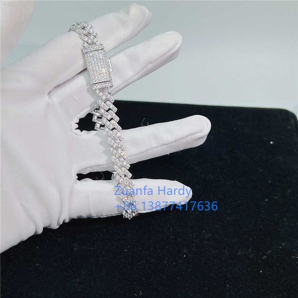 

pass diamond tester 8mm 10mm 13mm 15mm 925 high end jewelry cuban moissanite mens bracelet, Silver