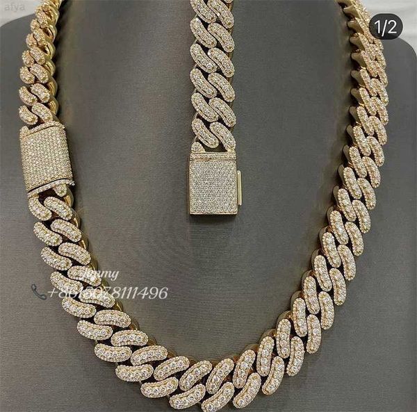 

customized 15mm width heavy iced out bust down miami vvs moissanite diamonds cuban link, Silver