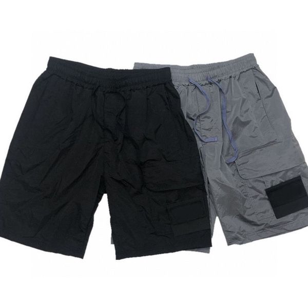 

men's shorts stone label metal nylon mesh function reflective three-dimensional pocket men's and women's cargo shorts 230327, White;black