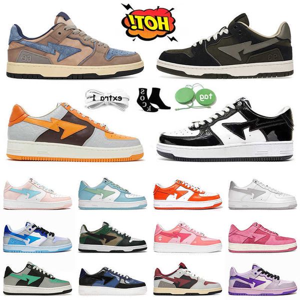 

sell well bapestas casual shoes bapesta women men baped sta sk8 black grey orange unions white blue abc camo red trainers platform designer