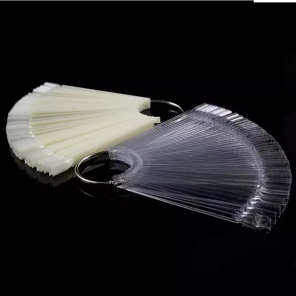 

50pcs false nail tips fan shaped fake nail art tips polish uv gel sticker clear natural decoration display stick gel salon tool252m, Red;gold