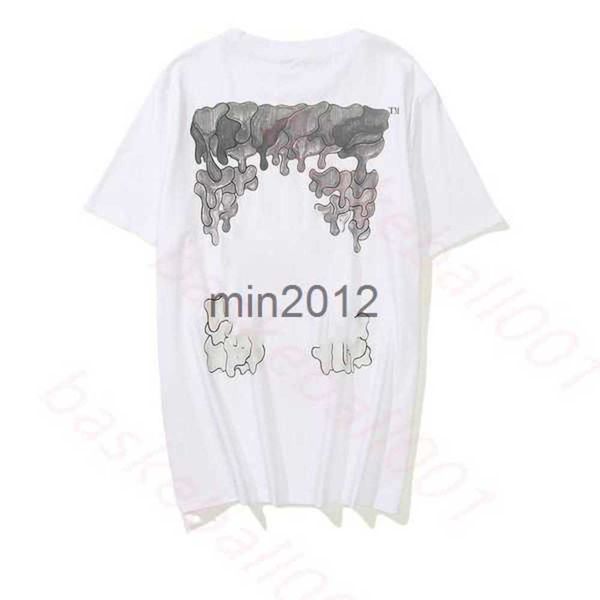 

men's sport t shirt summer designer offs white luxury cotton loose casual short sleeves oil painting, White;black