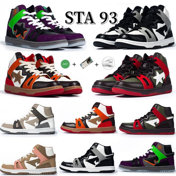 

bapestas baped sta 93 high mens running shoes sneaker black light grey brown grey halloween olive green red orange light sand women trainers