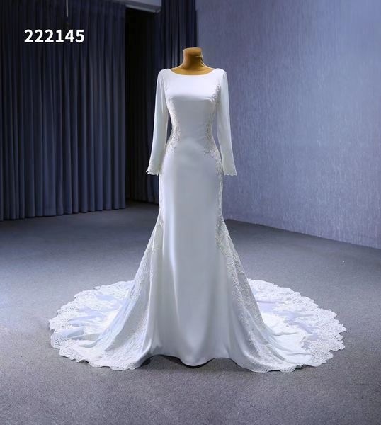 

mermaid wedding dress white backless satin decal with church dress sm222145