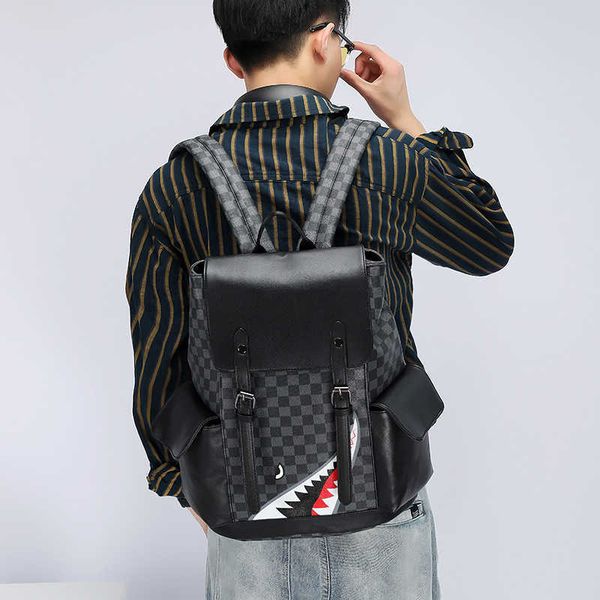 

chao brand backpack 2022 spring new pu men's leisure schoolbag large capacity middle school student backpack 230327