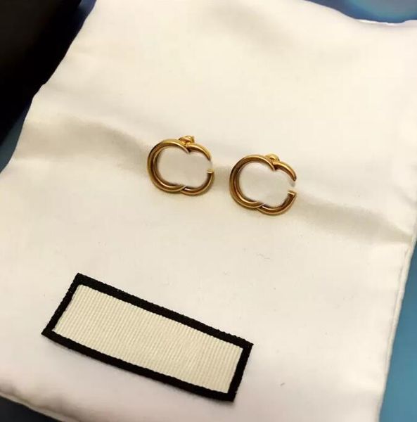 

earrings studs charm retro designer earrings women eardrops jewelry with gift box for party anniversary, Golden