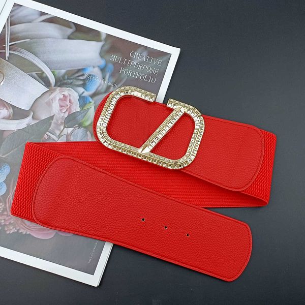 

women elastic belt classic vintage extra wide clothing accessory dress waist cover luxury designer letter buckle casual belts width 7cm high, Black;brown