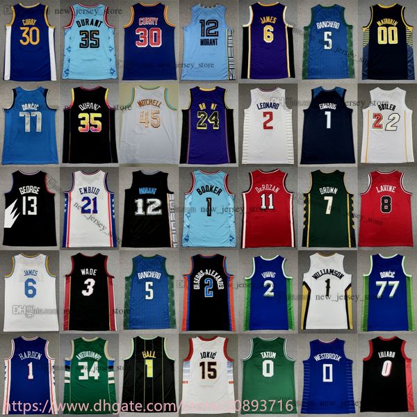 

30 stephen curry jersey new basketball 12 ja morant 2 kyrie irving bam adebayo nikola jokic russell westbrook draymond jalen green darius ga, Black;red
