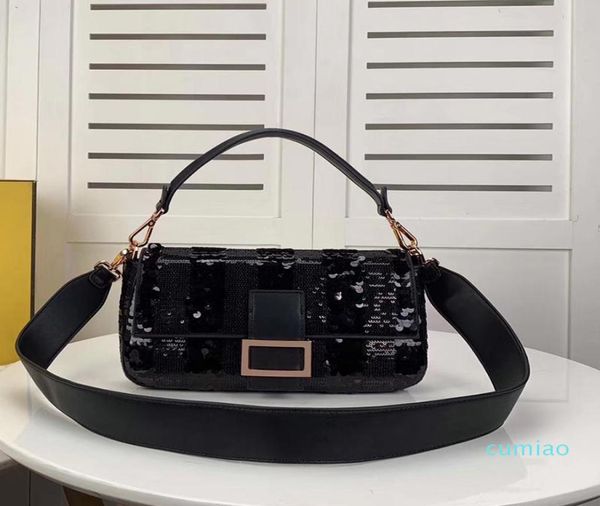 

crssbody flip handbag fashion underarm bag black leather shoulder bag lady sequins wallet medium party9733476