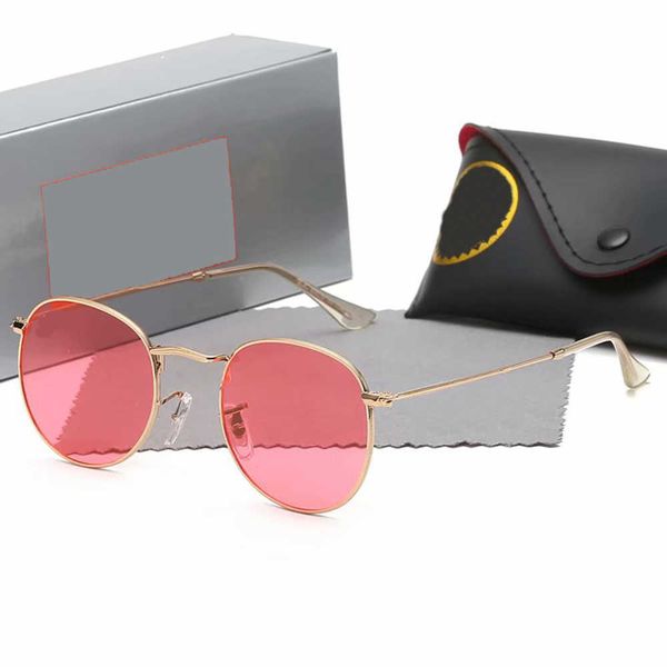 

2022 classic round design uv400 eyewear sunglasses metal gold frame sun glasses men women mirror sunglasses polaroid glass lens 4b7c raies b, White;black