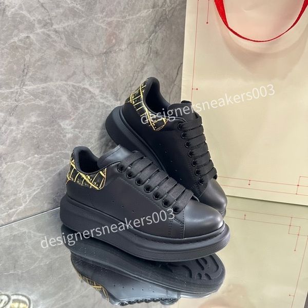 

new designer sneakers men shoes vintage suede sneaker fashion women shoe gold silver platform trainers calfskin leather runner trainer, Black