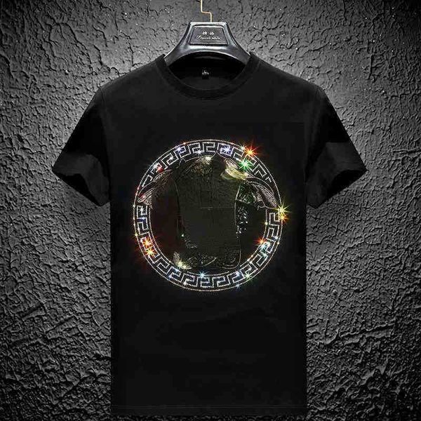

men's t-shirts t-shirt medusa chrom drill short sleeve half base shirt t shirts for men hip hop clothing tshirts fashions brands comfor, White;black