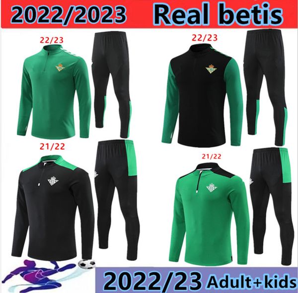 

2022/2023 real betis tracksuit soccer jerseys kids men training suit 22/23 joaquin betis chandal futbol surveytement foot maillot de 88, Black