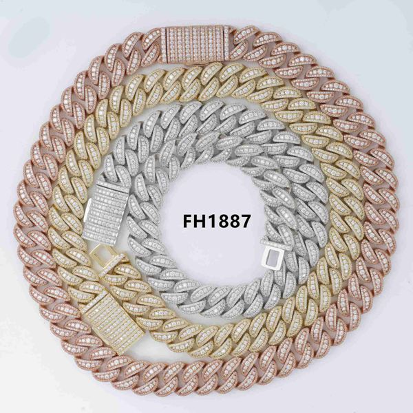 

ready to ship miami cuban link chain sterling silver vvs moissanite necklace