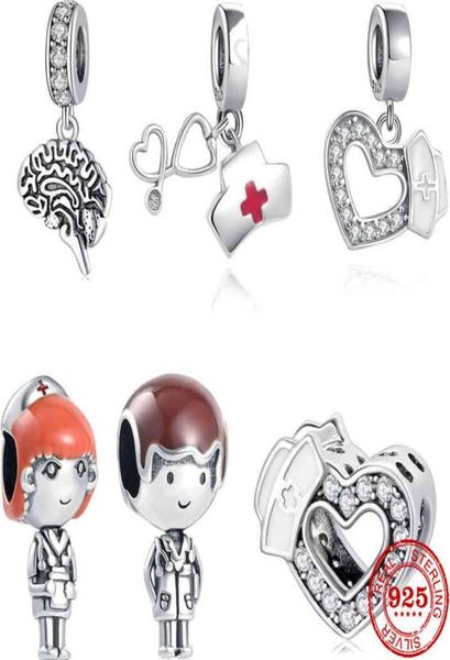 

new original silver nurse hospital stethoscope charm bead fit pandora charm silver 925 beads bracelet for women diy jewelry gift6097491