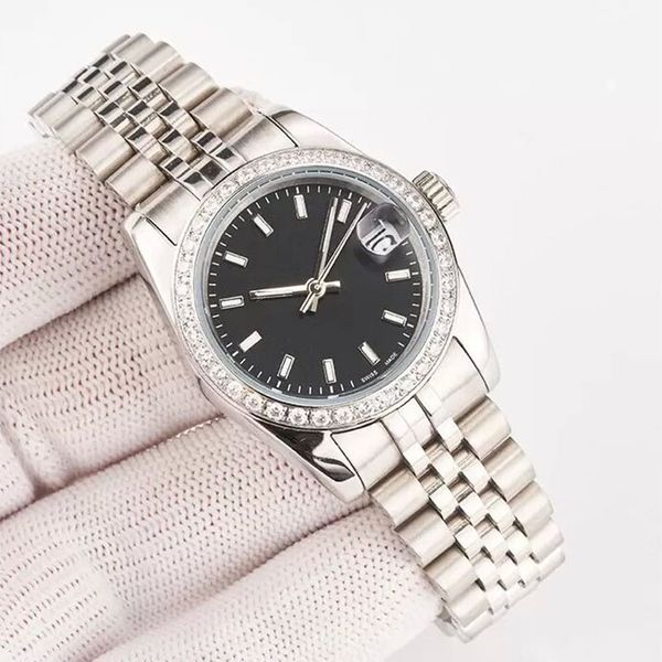 

quartz lady watch president diamond bezel shell face women 28/31mm 36/40mm stainless watches womens automatic mechanical wrist gift black wr, Slivery;brown