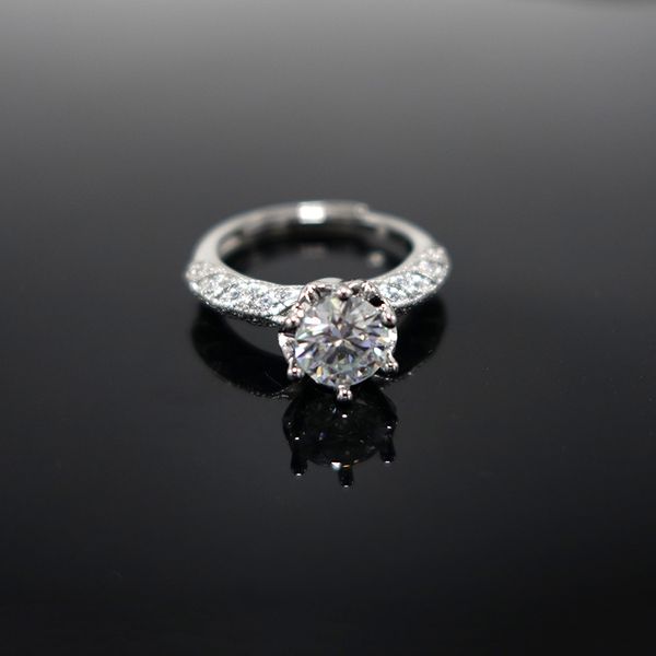

1 carat moissanite ring silver gra certificate solid s925 fine jewelry women's wedding party birthday gift, Slivery;golden