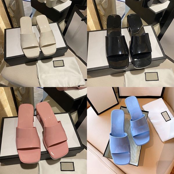 

summer women's high-heeled sandals rubber transparent sandals non-slip platform slippers 5.5cm platform high-heeled women's shoes, Black