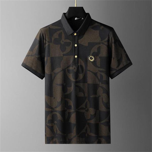 

men's polo t-shirt with embroidered print pattern men's designer classic fashion casual hip hop summer new, Black;brown