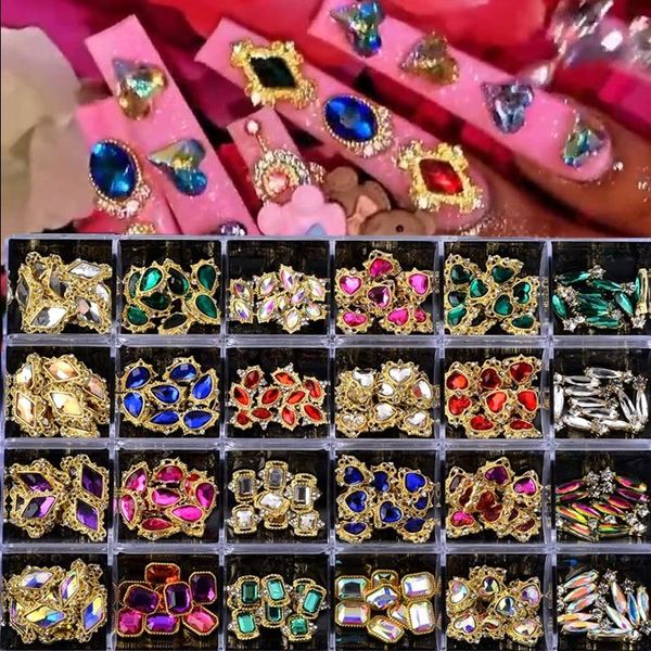 

nail art decorations nail art decoration kit 240pcs nail crystal diamond nail charm glass gem accessories24styles multi-color 230325, Silver;gold